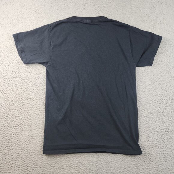 Y2K Cyber Shirt Mens Small Black Graphic Skull Tattoo Goth Metal Grunge Guitar - Picture 3 of 9